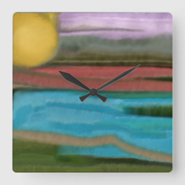 Sierra Sunrise Abstrakte Kunst Quadratische Wanduhr