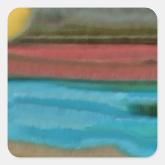 Sierra Sunrise Abstrakte Kunst Quadratischer Aufkleber (Vorderseite)