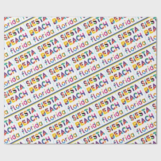 Siesta Beach, Florida. Farbiges Textmuster Geschenkpapier (Flach)