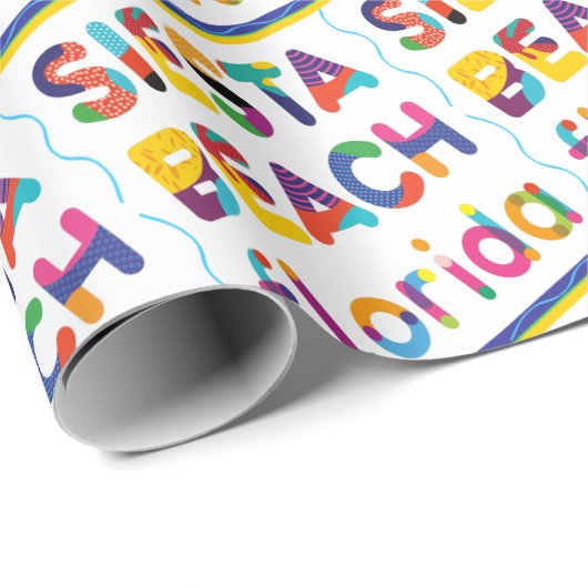 Siesta Beach, Florida. Farbiges Textmuster Geschenkpapier (Rolleneckpunkt)