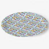 Siesta Beach, Florida. Farbiges Textmuster Pappteller (Schrägansicht)