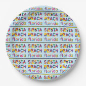 Siesta Beach, Florida. Farbiges Textmuster Pappteller (Vorderseite)