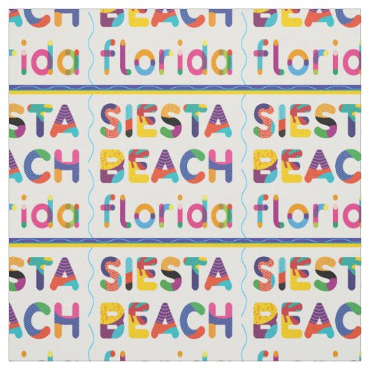 Siesta Beach, Florida. Farbiges Textmuster Stoff (Muster)
