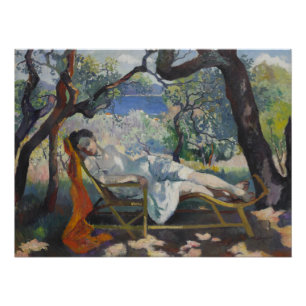Siesta (Dame schläft in einem mediterranen Garten) Poster