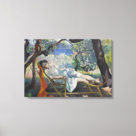 Siesta (Frau, die sich in einem mediterranen Garte Leinwanddruck