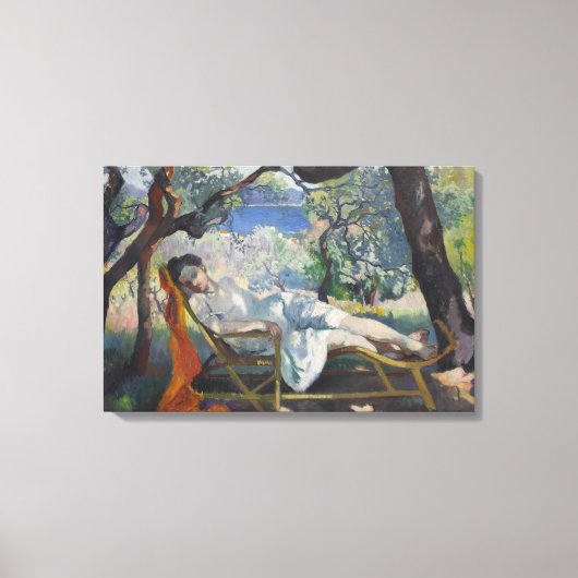 Siesta (Frau, die sich in einem mediterranen Garte Leinwanddruck (Vorderseite)