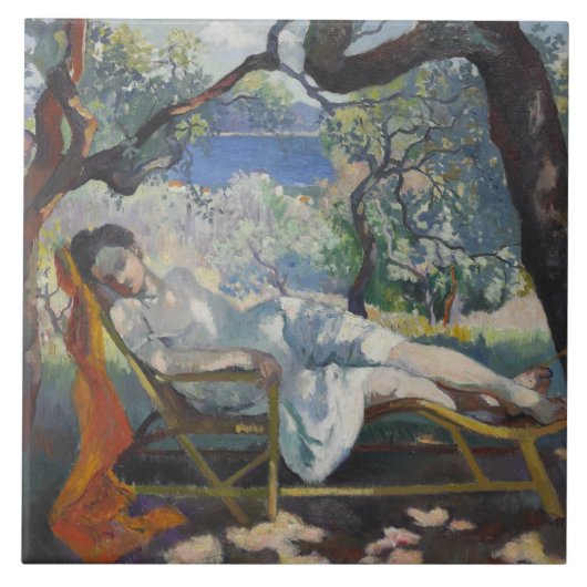Siesta (Jeanne Sleeping in a Mediterranean Garden) Fliese (Vorderseite)