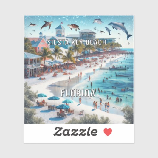 Siesta Key Beach Florida 3 Inch Vinyl Sticker (Blatt)