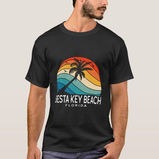 Siesta Key Beach Florida Tropical Beach Palm Tree T-Shirt (Vorderseite)