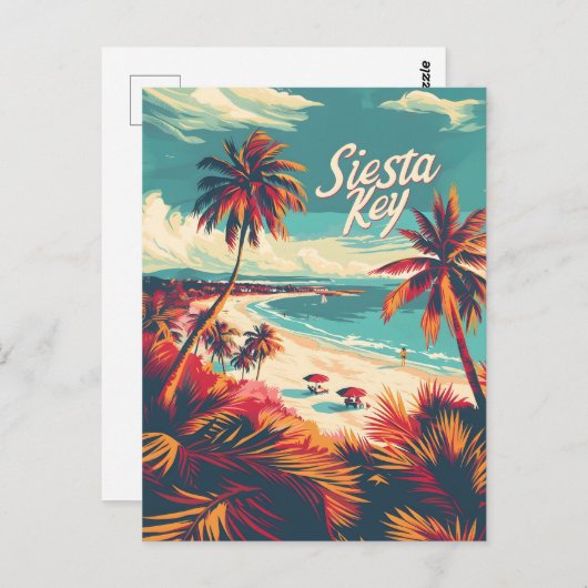 Siesta Key Beach Vintag Postkarte (Vorne/Hinten)
