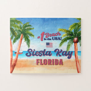 Siesta Key Florida Aquarell-Souvenirs FL Vintage Puzzle