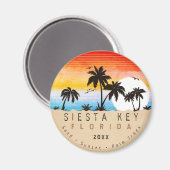 Siesta Key Florida Beach Retro Sunset Souvenir 80e Magnet (Vorderseite/Rückseite)