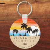 Siesta Key Florida Beach Retro Sunset Souvenir 80e Schlüsselanhänger (Vorderseite)