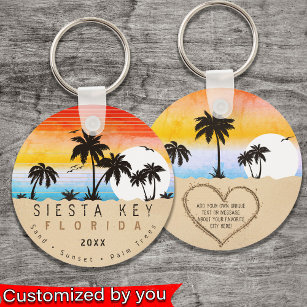 Siesta Key Florida Beach Retro Sunset Souvenir 80e Schlüsselanhänger