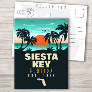 Siesta Key Florida Beach Retro Sunset Souvenirs Postkarte