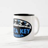 Siesta Key Florida blaue schwarze Palmen Zweifarbige Tasse (VorderseiteRechts)