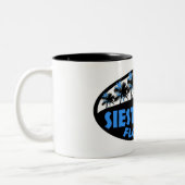 Siesta Key Florida blaue schwarze Palmen Zweifarbige Tasse (Links)
