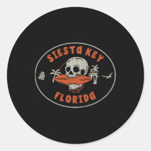 Siesta Key Florida Fl Vintage Surf Strand Vorne Un Runder Aufkleber