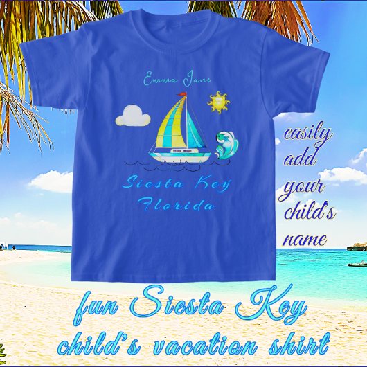 Siesta Key, Florida Ocean Sailboat und Name T-Shirt