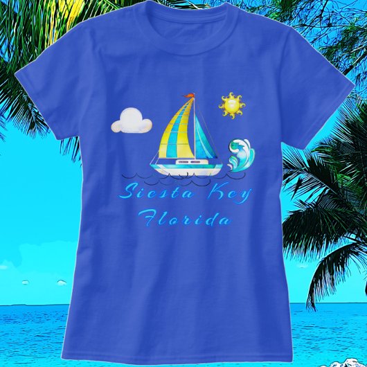 Siesta Key Florida Ocean Waves und Segelboot T-Shirt