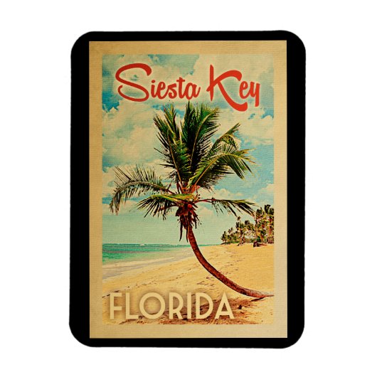 Siesta Key Florida Palm Tree Beach Vintage Reisen Magnet (Vertikal)