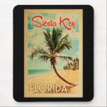 Siesta Key Florida Palm Tree Beach Vintage Reisen Mousepad<br><div class="desc">Siesta Key Florida Design im Vintage Travel Stil mit einer Palme am Strand mit Ozean und Himmel.</div>