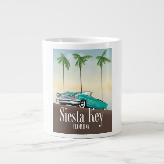 Siesta Key Florida Reiseplakat Jumbo-Tasse (Vorderseite)