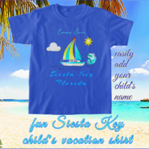 Siesta Key, Florida Sailboat Sun und Name T-Shirt