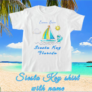 Siesta Key, Florida Sailboat Sun und Name T-Shirt
