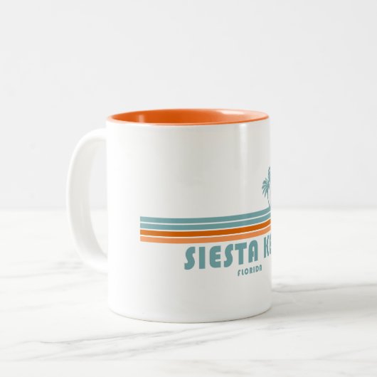 Siesta Key Florida Sun Palm Trees Zweifarbige Tasse (Vorderseite Links)