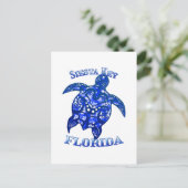 Siesta Key Florida Vacation Tribal Turtle Postkarte (Stehend Vorderseite)