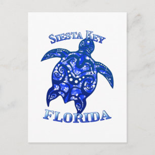 Siesta Key Florida Vacation Tribal Turtle Postkarte