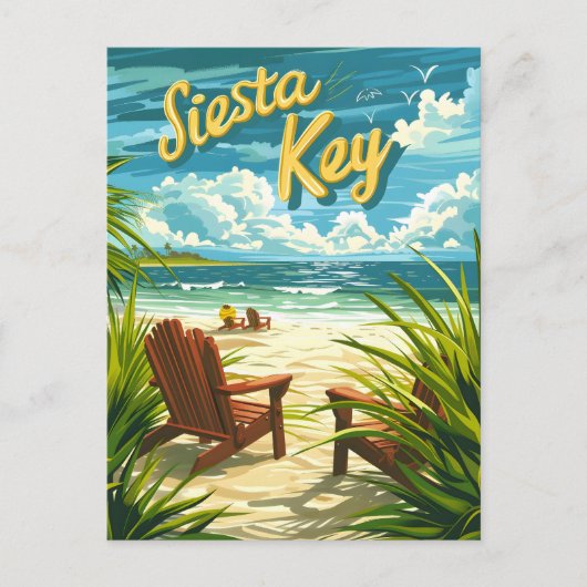 Siesta Key Florida Vintag Postkarte (Vorderseite)