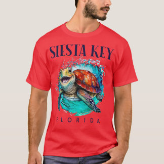 Siesta Key Florida Wasserfarbener Happy Sea Turtle T-Shirt