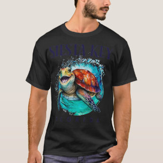 Siesta Key Florida Wasserfarbener Happy Sea Turtle T-Shirt