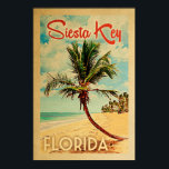 Siesta Key Poster Florida Vintag Palm Tree Beach<br><div class="desc">Siesta Key,  Florida Vintages Strandproster.</div>