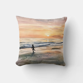 Siesta Key Strand Sonnenuntergang Junge spielt im  Kissen