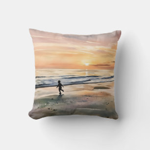 Siesta Key Strand Sonnenuntergang Junge spielt im Kissen