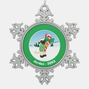 Sifaka Lemur Schneeflocken Zinn-Ornament