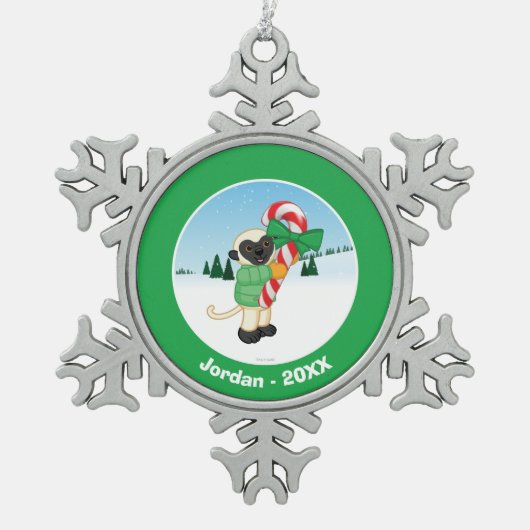 Sifaka Lemur Schneeflocken Zinn-Ornament (Vorderseite)