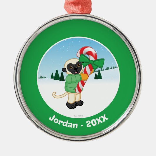 Sifaka Lemur Silbernes Ornament (Vorne)