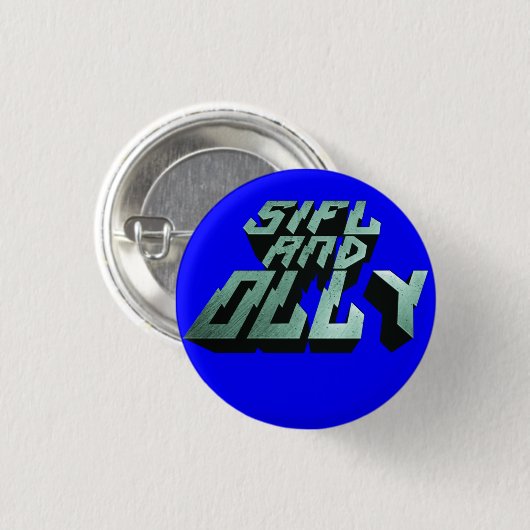Sifl und Olly Metalllogo-Knopf (blau) Button (Vorne & Hinten)