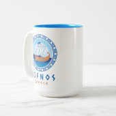 Sifnos, Griechenland, griechisches Schiffsdesign Zweifarbige Tasse (Vorderseite Links)