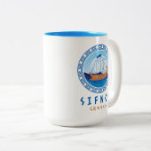 Sifnos, Griechenland, griechisches Schiffsdesign Zweifarbige Tasse (VorderseiteRechts)