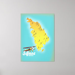 Sifnos Griechenland-Retrokarte Leinwanddruck