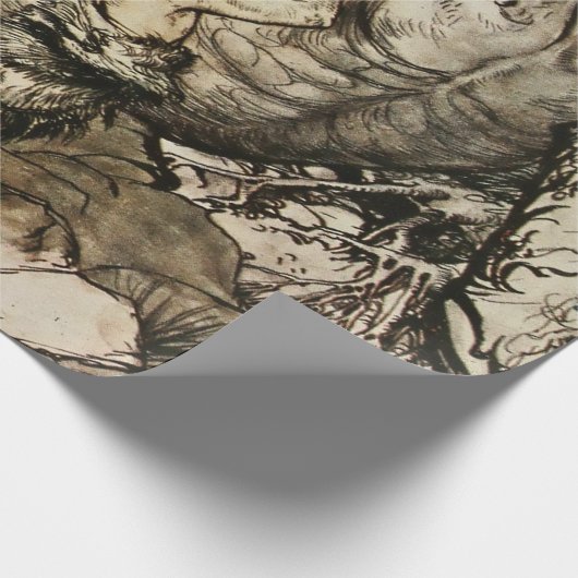 "Sigfried tötet Fafner" von Arthur Rackham Geschenkpapier (Ecke)