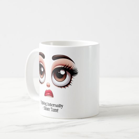 Sighing Internally, Fabulous Eyes Funny Face Kaffeetasse (Vorderseite Links)