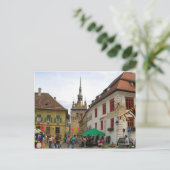 Sighisoara, CLocktower und Touristen Postkarte (Stehend Vorderseite)