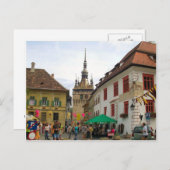 Sighisoara, CLocktower und Touristen Postkarte (Vorne/Hinten)