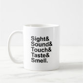 Sight Sound Touch Geschmack | Fünf Sinne Kaffeetasse (Links)